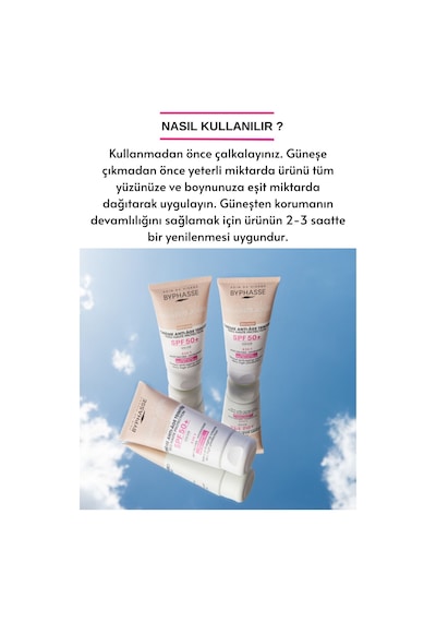 Byphasse  3'ü 1 Arada Renkli Güneş Kremi Medium SPF50+ 50 ML