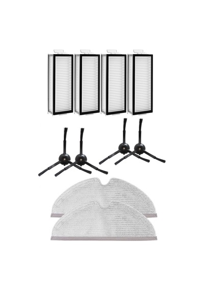 Roborock Q8 & Q8 Max Uyumlu 4 Adet Hepa Filtre 4 Adet Siyah Yan Fırça 2 Adet Mop Fiber Paspas