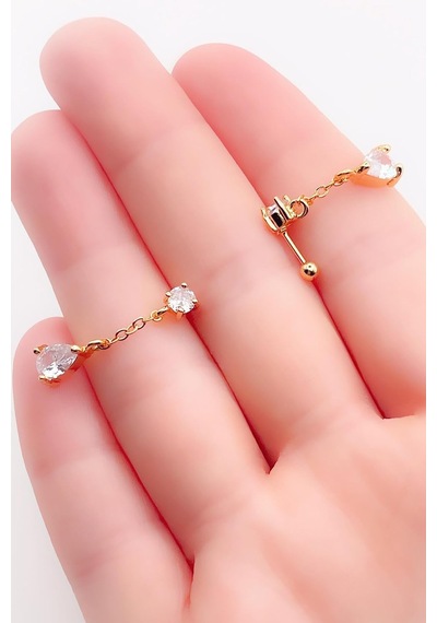 Lexroo Taşlı Damla Taşlı Sallantılı Tragus Helix Piercing 1adet Çok Renkli