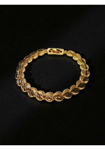 22 Ayar Altın Kaplama Kadın Bileklik - 19 Cm Modern Doku İşlemeli Lüks Tasarım Gold