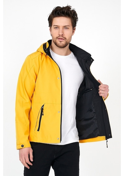 Sivaist Yeni Sezon Erkek Sarı Softshell Kapüşonlu Iç Cepli Mont