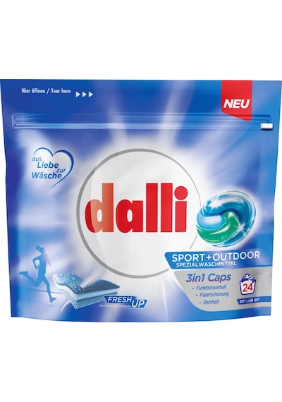 Dalli 3'ü 1 Arada Spor Kıyafetleri için Tablet Çamaşır Deterjanı 24'lü
