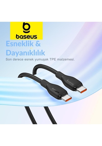 Baseus Mega Hızlı 1.2mt 100w Type-c To Type C Şarj Kablosu, Akım Ve Isı Korumalı Type C Kablo, Pc, Tablet, Telefon