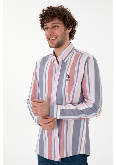 U.s. Polo Assn. Erkek Kırmızı Gömlek Desenli 50299787-vr213 Rısk Red Kırmızı