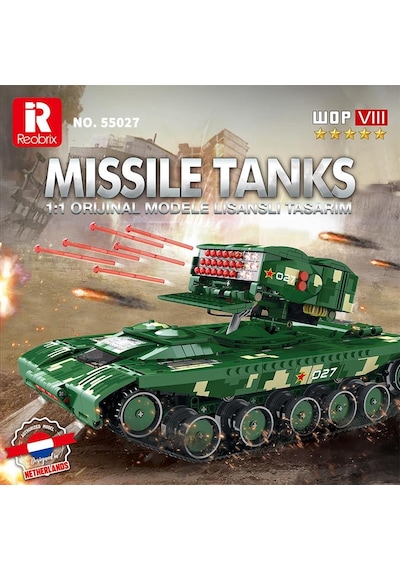 Reobrix 55027 Füze Tank Kumandalı&motorlu Yaratıcı Yapı Blok Seti Building Blocks Missile Tanks - 1449 Parça