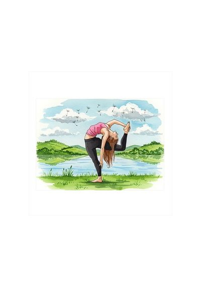 Doğa İle Yoga Desenli Ahşap Tablo
