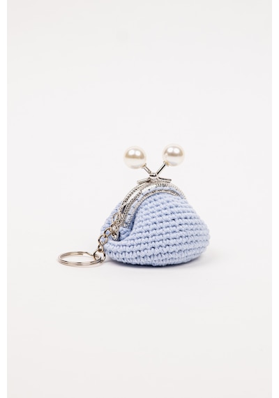 Fabric Craft Bag Mini Bozuk Para Cüzdanı Anahtarlık Klipsli Kiremit - Altın Açık Mavi
