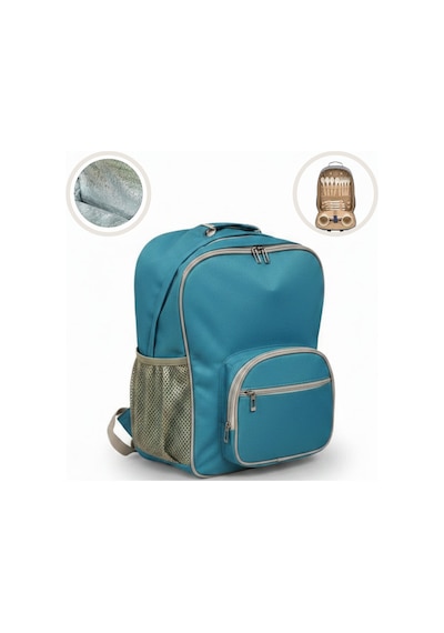 Termal Piknik Sırt Çantası 20 Lt İzolasyonlu Bölmeli Outdoor & Kamp Çantası-309 Mavi