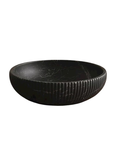 Siyah Mermer Dekor Kase 27 Cm Lüks Modern Marble Bowl, Oturma Odası Centerpiece, Şık Masa Üst