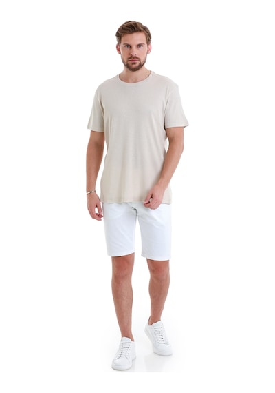 Hatemoğlu Ekru Regular Fit Düz Bisiklet Yaka Keten Tişört 35102024c012 A53 Ekru
