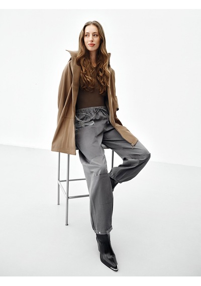 Lcw Limitless Gri Fonksiyonel Cepli Loose Fit Kadın Pantolon