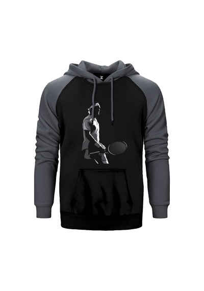 Roger Federer Siluet Kırmızı Renk Reglan Kol Sweatshirt / Hoodie