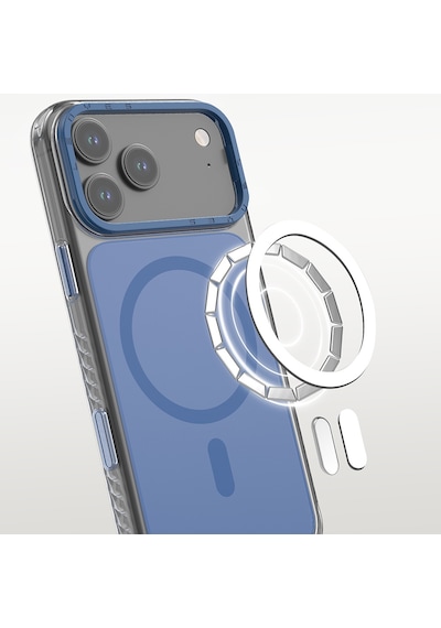Apple iPhone 17 Pro Max Kılıf M-safe Uyumlu Metal Kamera Çerçeveli Airbag Lenyes Ck221 Sert Pc Kapak Mavi Mavi