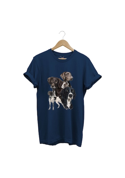 Avcılık Hunting Pointer Av Köpekleri Baskılı %100 Pamuk Regular Fit Unisex T-shirt Lacivert
