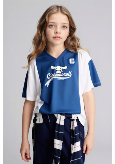 Defacto Cinnamoroll Oversıze V Yaka Kısa Kollu Tişört Kız Çocuk G8504a826smwt34 Beyaz-wt34