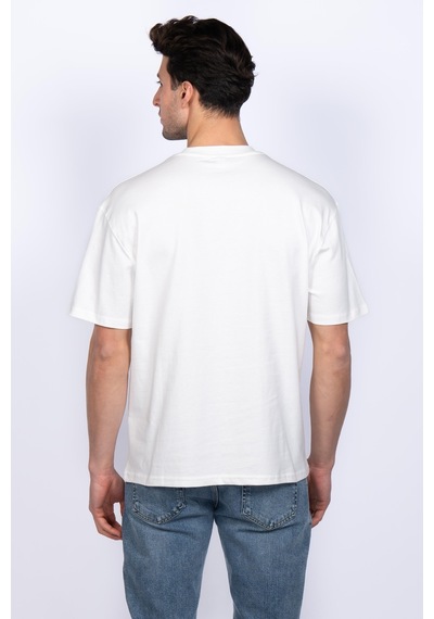 Hscstore Erkek Bisiklet Yakalı Basic Beyaz Tişört - 8410-beyaz Beyaz
