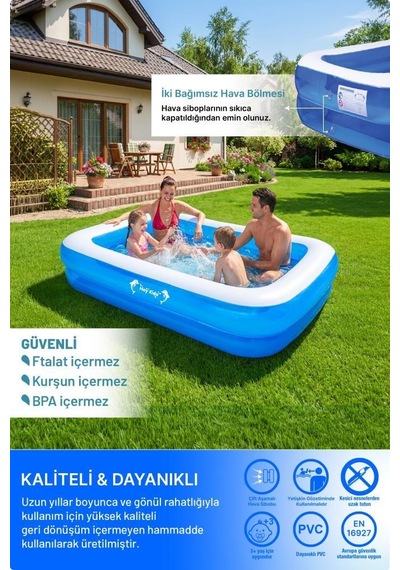 Heykida Swim Safe Dikdörtgen Havuz 265x175x50cm Mavi