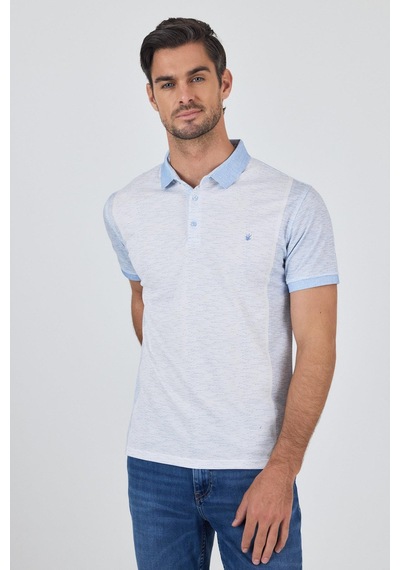Kısa Kol Baskılı Pike Polo Yaka Cepsiz Slim Fit Tişört 1011250167 Koyu Mavi
