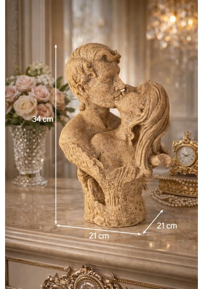 Hdmarketim Romantik Çift Heykeli Polyester Dekoratif Biblo, Teras & Havuz Başı Dekoru