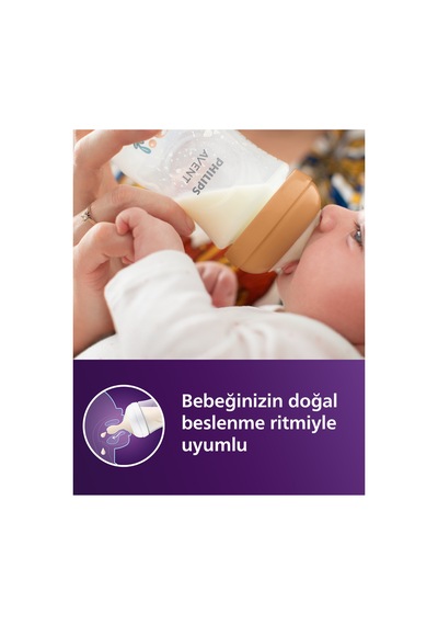 Doğal Tepkili Biberon, 260 Ml, Orta Akışlı Emzik Ucu Akış 3 , Orman Bitkileri Desenli, Scy903/74