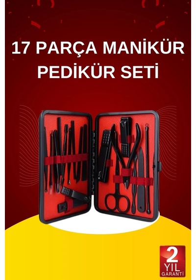 17 Parça El Ayak Bakım Seti Tırnak Temizleme Manikür Pedikür Cımbız Törpü Tırnak Makası 63263894