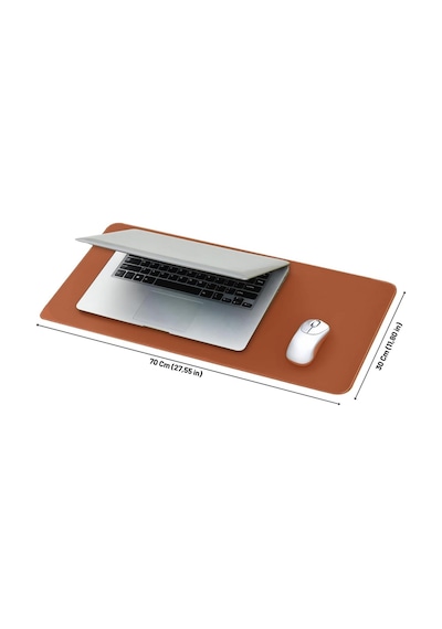 Deri Mouse Pad Dikişli Kenar Çift Yönlü Kullanım Masa Matı Sümen 70x30 L Kahverengi