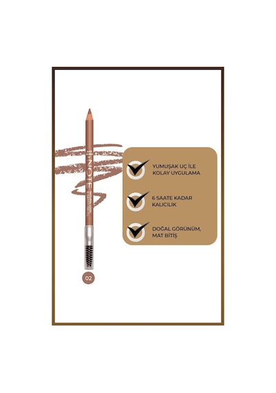 Natural Eyebrow Pencil Waterproof Çift Taraflı Suya Dayanıklı Kaş Kalemi 02 Light Brown - Açık Kahve