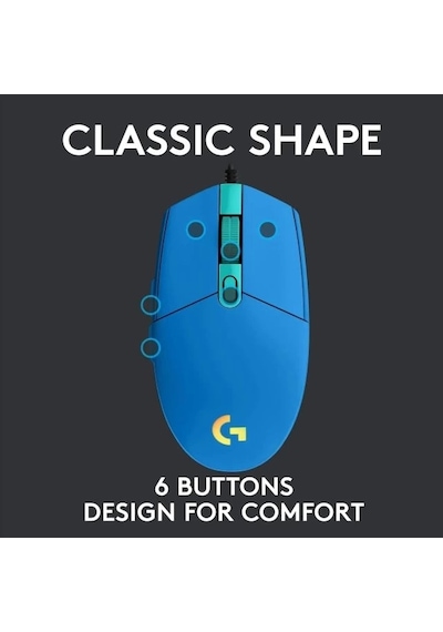 Logitech G203 Kablolu Gaming Mouse + Pad Mavi Mouse Diğer