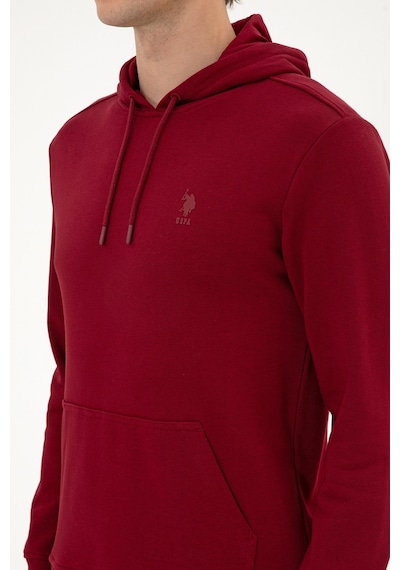 U.S. Polo Assn. Erkek Regular Fit Kapüşonlu Bordo Basic Sweatshirt 50313720-VR014