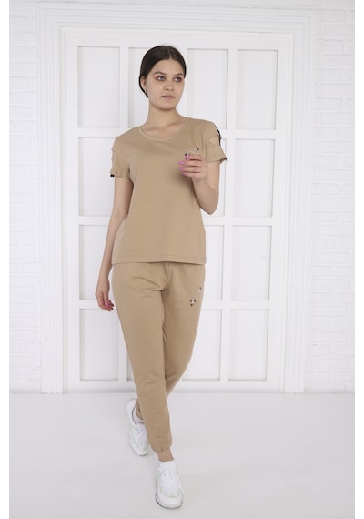 Kadın Spor Somon Alt-Üst T-Shirt Takım-3943 Somon