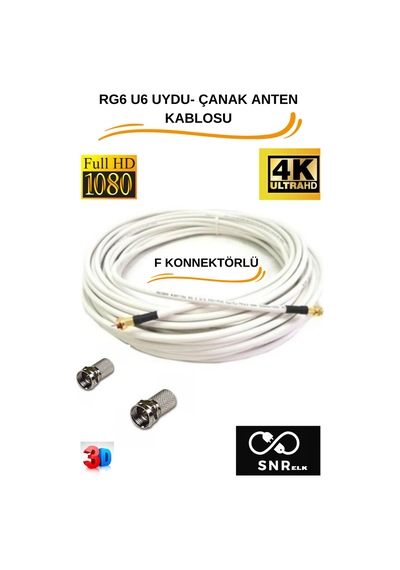 Snrelk 30 Metre 64 Tel Rg6/u4 Full Hd 3d 4k Anten Tv Uydu Lnb Kablosu F Konnektörlü Tak Çalıştır