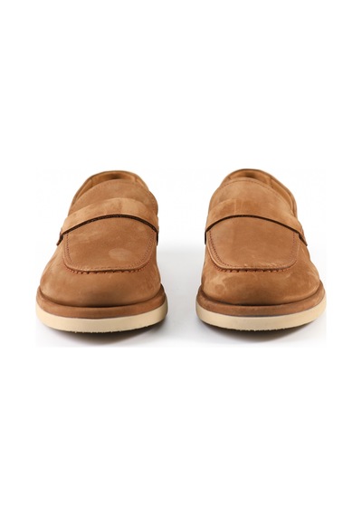 Tuna Hakiki Deri Camel Nubuk Loafer Erkek Ayakkabı - E4558 Camel