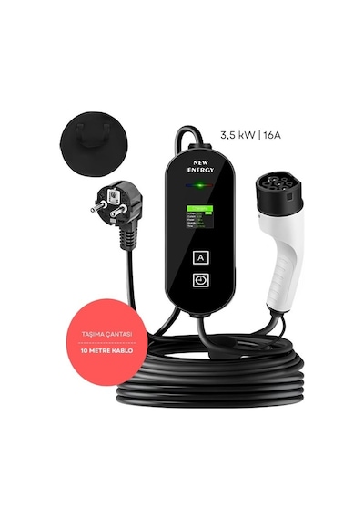 New Energy Tip 2 10m Kablo Taşınabilir Ev Şarj İstasyonu 3.5kw 16a Ip65 Suya Dayanıklı