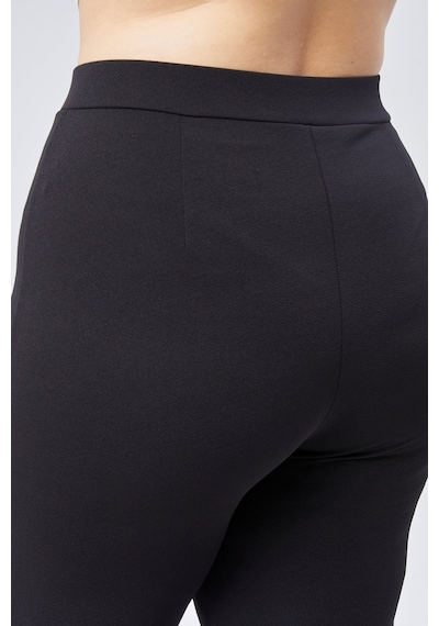 Unika Boutique Yüksek Bel Bol Paça Fermuarlı Büyük Beden Kadın Pantolon siyah