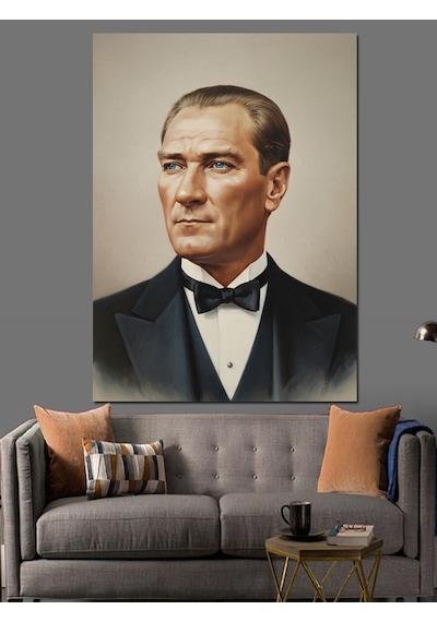 Takım Elbiseli Atatürk Portresi Dekoratif Kanvas - Mdf Ahşap Tablo