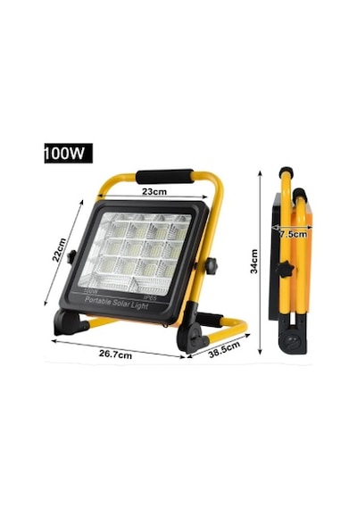 Güneş Enerjili Solar Şarj Edilebilir 4 Modlu Acil Durum Led Panel Sarı - Siyah