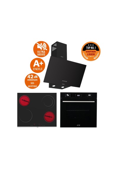 Afm Tech Ve Ferre Elso Sessiz Vitro Elektrikli Siyah D086-SA + MS263 + FM7700 Ankastre Set