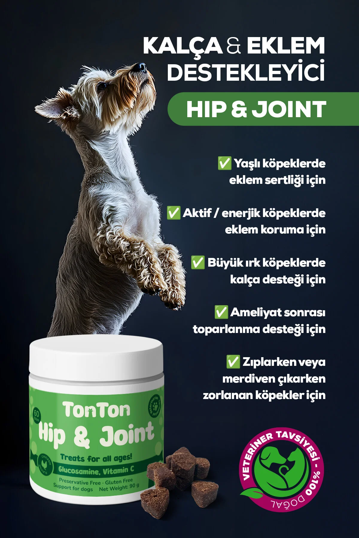 Köpekler İçin Glukozamin 60 Tablet Kalça & Eklem Destekleyici Hip Joint Takviye