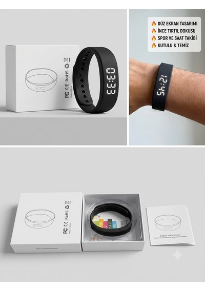 Siyah Led Ekranlı Akıllı - Titreşimli Ve Alarm Özellikli Adımsayar