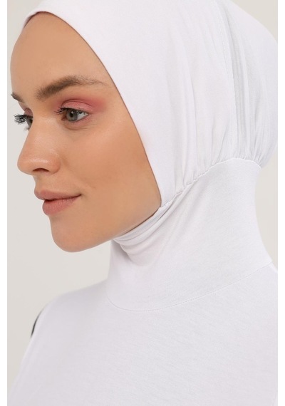 Altobeh Sıfır Kollu Boyunluklu Boneli Yarım Body Beyaz Çok Renkli