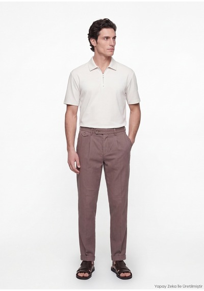 Ramsey Mürdüm Düz Dokuma Relaxed Fit Casual Pamuk Karışımlı Pantolon mürdüm damson Color