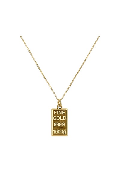 Külçe Gold Bar Kadın Kolye Zarif Metal Görünümlü Takı Çelik