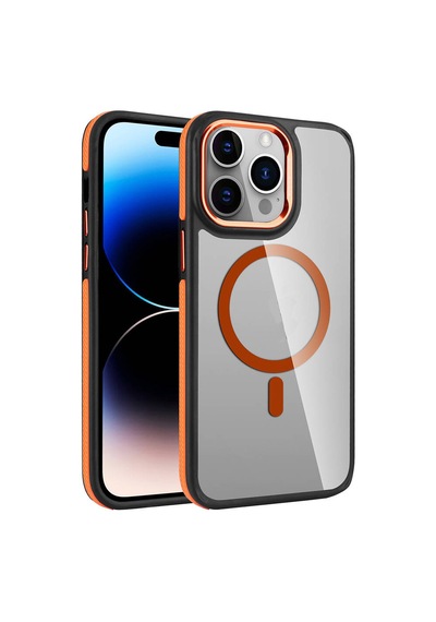Apple Uyumlu iPhone 14 Pro Max Kılıf M-safe Şarj Özellikli Mat Görünümlü Zore Solo Kapak Turuncu