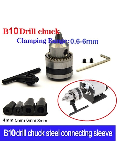 Motor için Küçük Anahtarlı Metal 6 MM Mandren 4 MM-8 MM Kaplinli Set