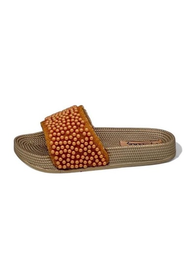 Pienn 20037-006 Anatomik Fashion Taşlı Kadın Terlik Bronz