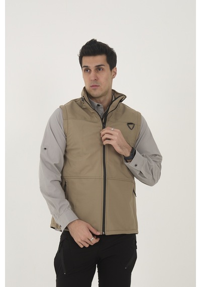 Camp Scoutland Camp460 Outdoor Tactical Softshell Su & Rüzgara Dayanıklı Erkek Taktik Yelek & Mont Bej
