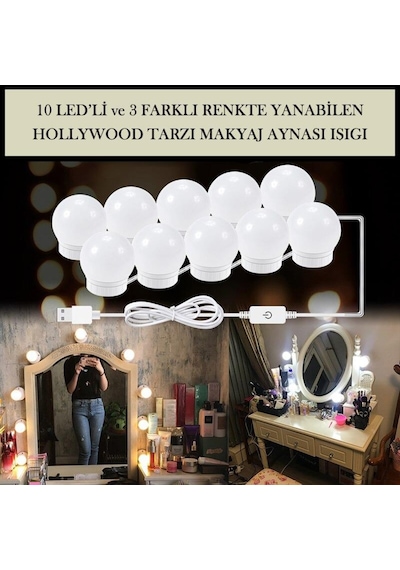 Trendpoint 10Ledli Usbli Makyaj Aynası Lambası Banyo Ciltbakım De