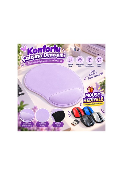 Mouse Pad Bilek Destekli Lila - 921869838