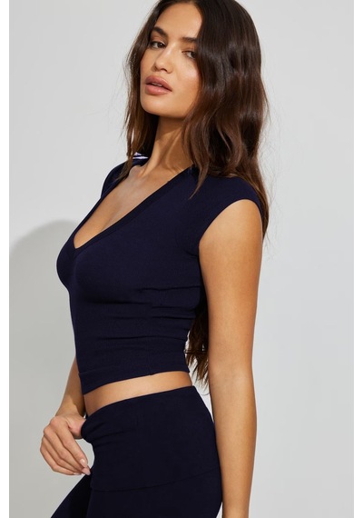 Seeh Lacivert V Yaka Ribana Basıc Body Sh370