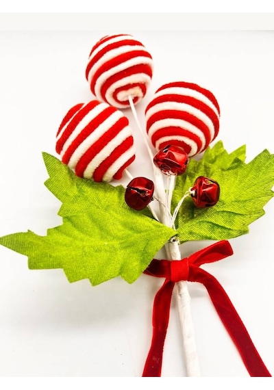 Yılbaşı Çam Dalı Top Şekerli Zilli 38 Cm